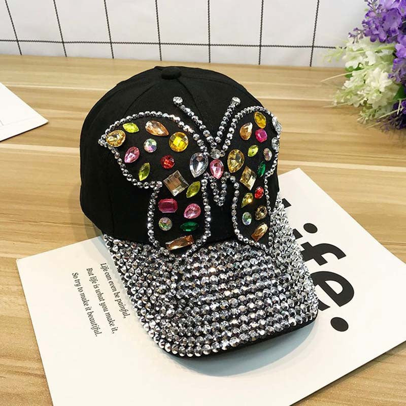 Wholesale Denim Butterfly Diamond Baseball Cap